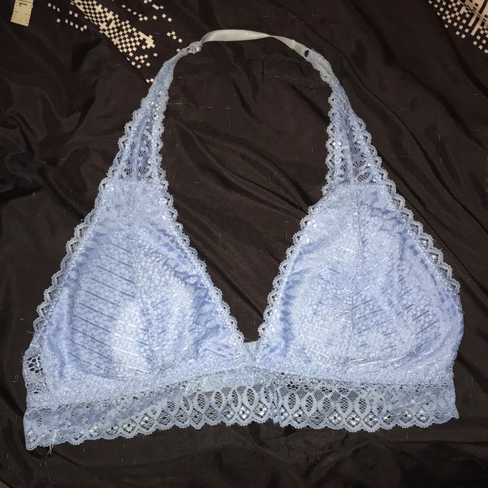 Baby Blue Lace Halter Bralette
